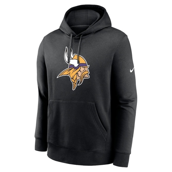 Men’s Minnesota Vikings Nike Club Logo Pullover Hoodie - Black size medium - Picture 2 of 12